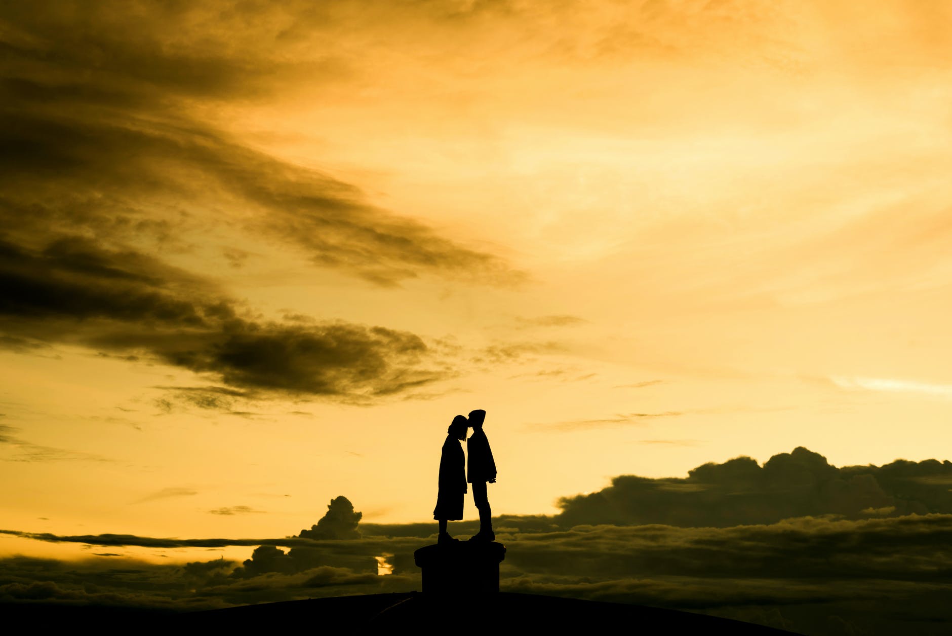silhouette of two person